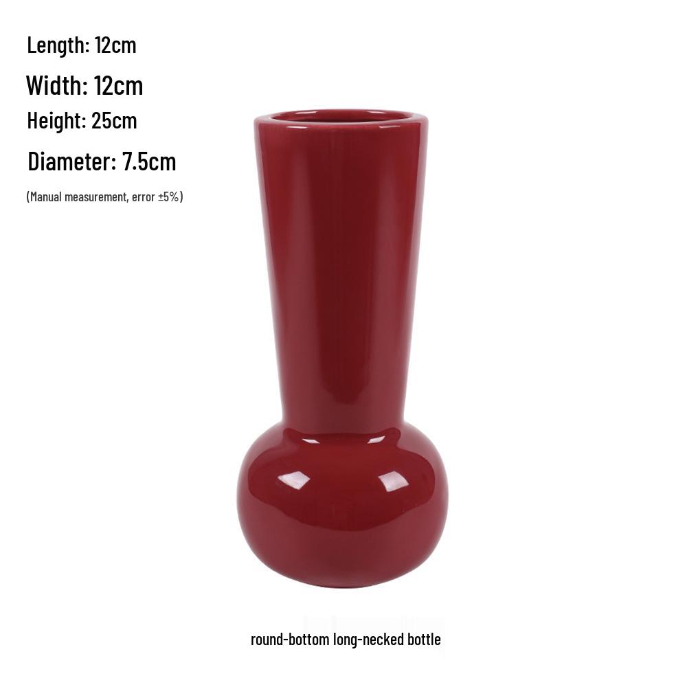 Китайская красная керамическая ваза середины века - Новогоднее специальное украшение для гостиной или свадебные композиции из шелковых цветов