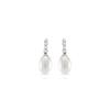 Luxenter Boucles D'oreilles En Argent 925 Avec Perle Blanche Finition En Rhodiée Hauteur 19,4 Mm - Essential