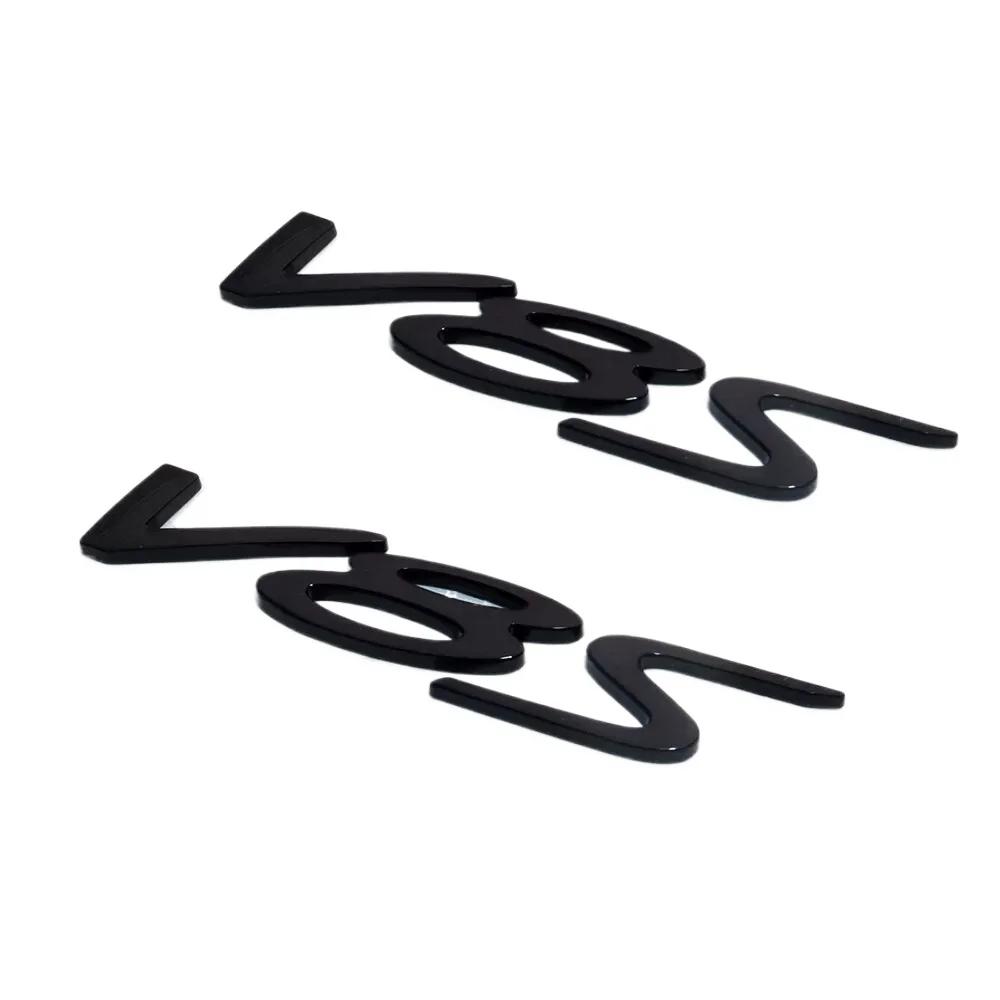 2Pcs V8S Badge Logo Emblem Sport Car Gloss Black V8 Sticker