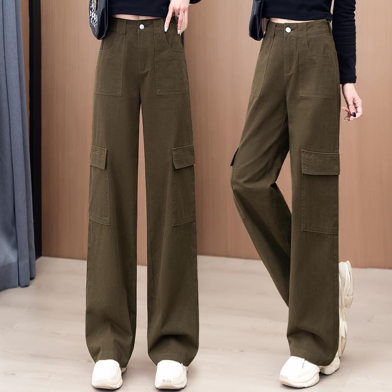 Women's Burgundy High-Waist Wide-Leg Pants - Slimming & Versatile for Spring/Autumn 2025