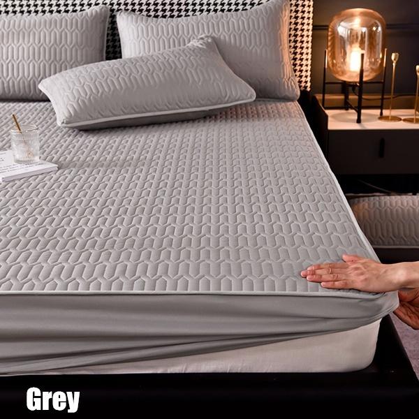 Bed Sheet Mattress Pad Protector Cover Breathable Noiseless Quilting Process Thicken Solid Color Modern Style No Pillowcase