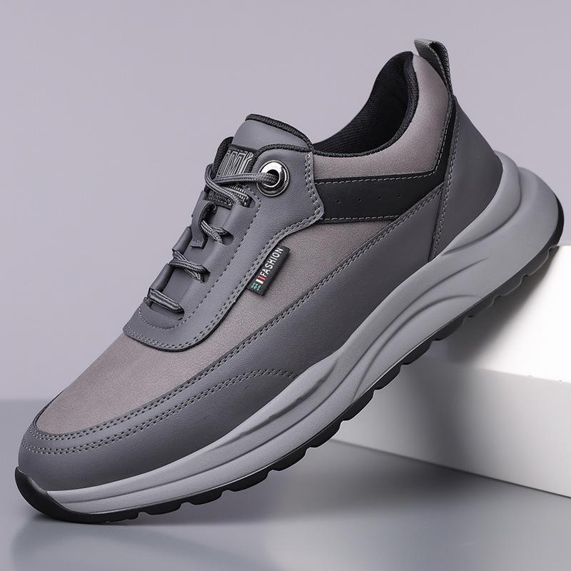 2025 Spring New Men's Casual Leather Shoes Soft Sole Soft Surface Thick Sole Breathable Running Sports Men's Shoes Trendy Shoes 8083