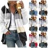 Women's Fashion Stitching Loose Hoodies Long Sleeve Plush Zipper Coat
