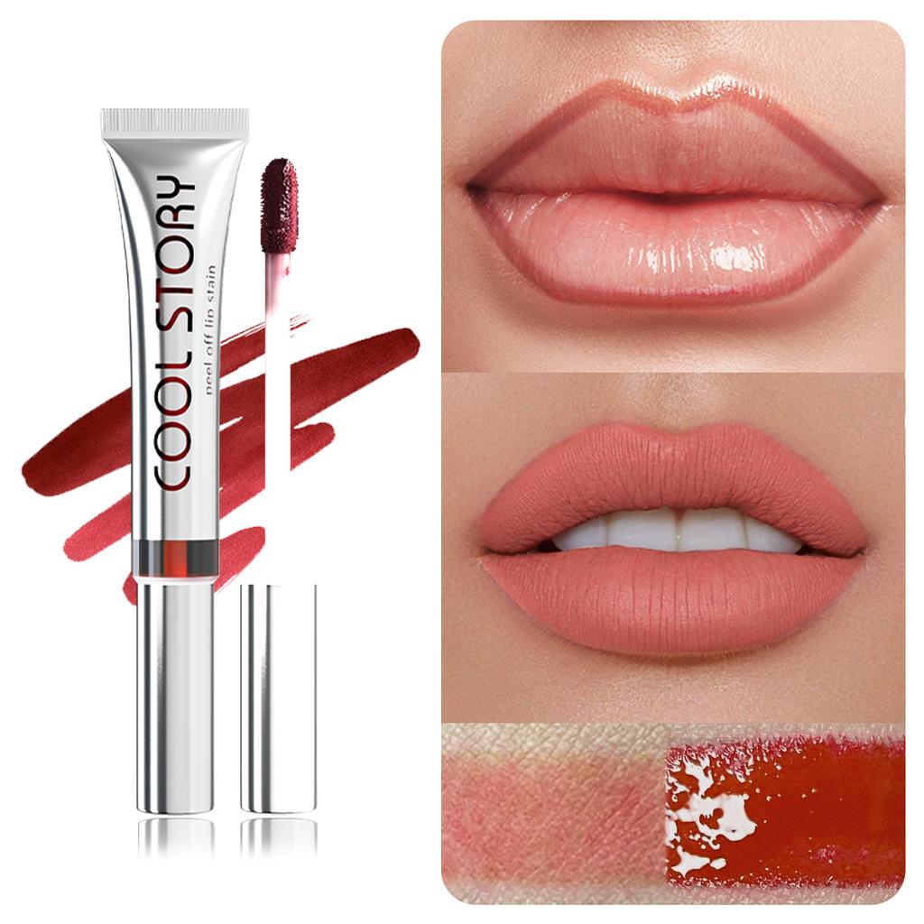Peel Off Rose Pink Lip Gloss Matte Outline Contour Tattoo Lip Stain Waterproof Transfer Resistant Tear Off Natural Lip Tint