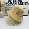 Spring and summer new min hollow knitted bucket hat women's breathable sunscreen visor hat showing washbasin hat