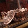 Tibet Collect Bronze Auspicious Lotus Shape Statue Box Incense Burner Censer