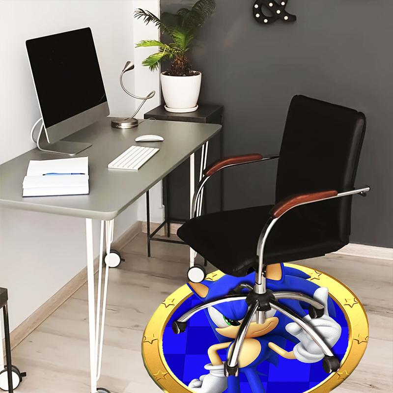 1pc Sonic the Hedgehog Round carpet, Made of Polyester,Perfect for Decorating Office Chairs, Living Rooms,fplt218