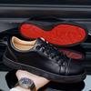 New Shoes for Men Leather Casual Shoes Fashion Flat Skateboard Shoes Street Cool Lace-up Sneaker