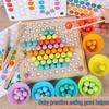 Wooden Children's Bead Puzzle Game Tweezers - Fun Hand-Eye Coordination Toy for Early Education