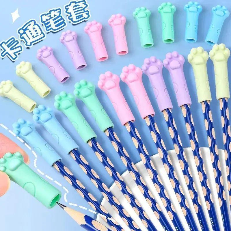 Мягкий силиконовый колпачок для карандаша в виде кошачьей лапки и вспомогательное приспособление для захвата для детей - Мультяшный ластик-рукав для мальчиков и девочек