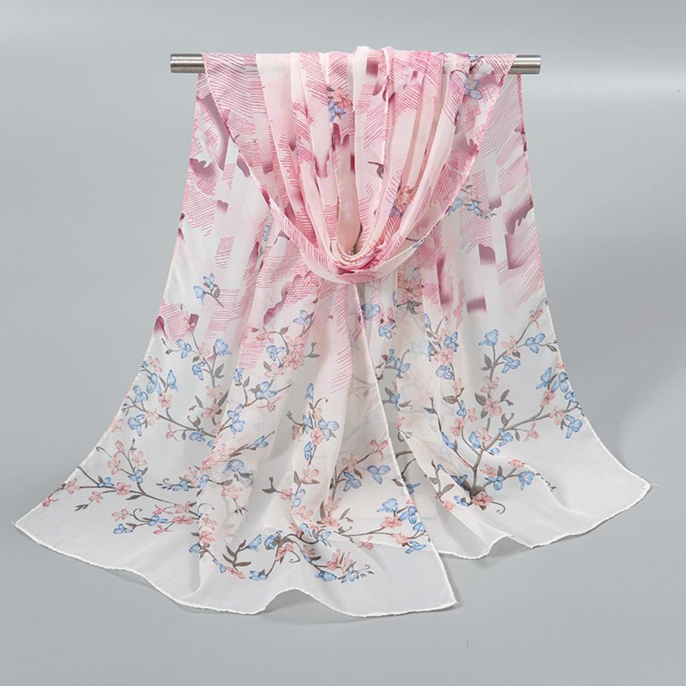 New Floral Printing Chiffon Scarf Thin Soft Sunscreen Shawl Long Wrap Hijab