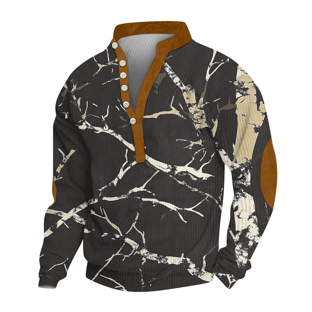 Мужской вельветовый кардиган с длинным рукавом и шестью пуговицами, модная толстовка с капюшоном на пуговицах