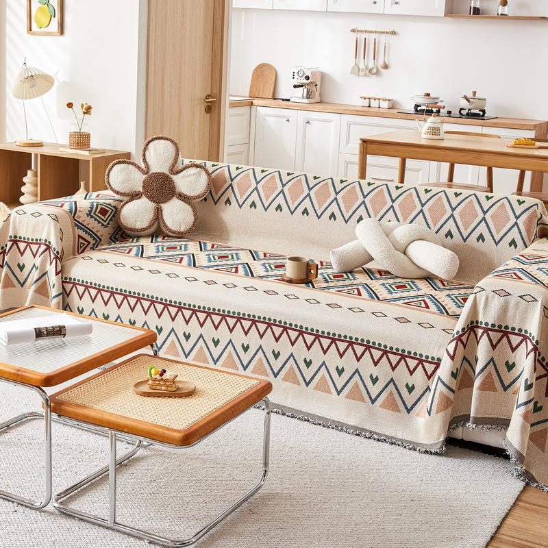 EIFLOY Ethnic Retro Sofa Towel Boho Cover Blanket Anti Scratch Couch Chair Furniture Protector 1/2/3/4 Seater for All Season