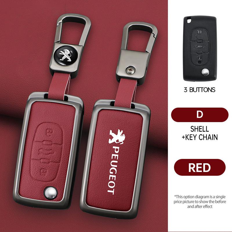 Zinc Alloy Car Key Case Cover Protection Shell For Peugeot 107 207 307 307S 308 407 607 807 3008 5008 Auto Key Bag Accessories