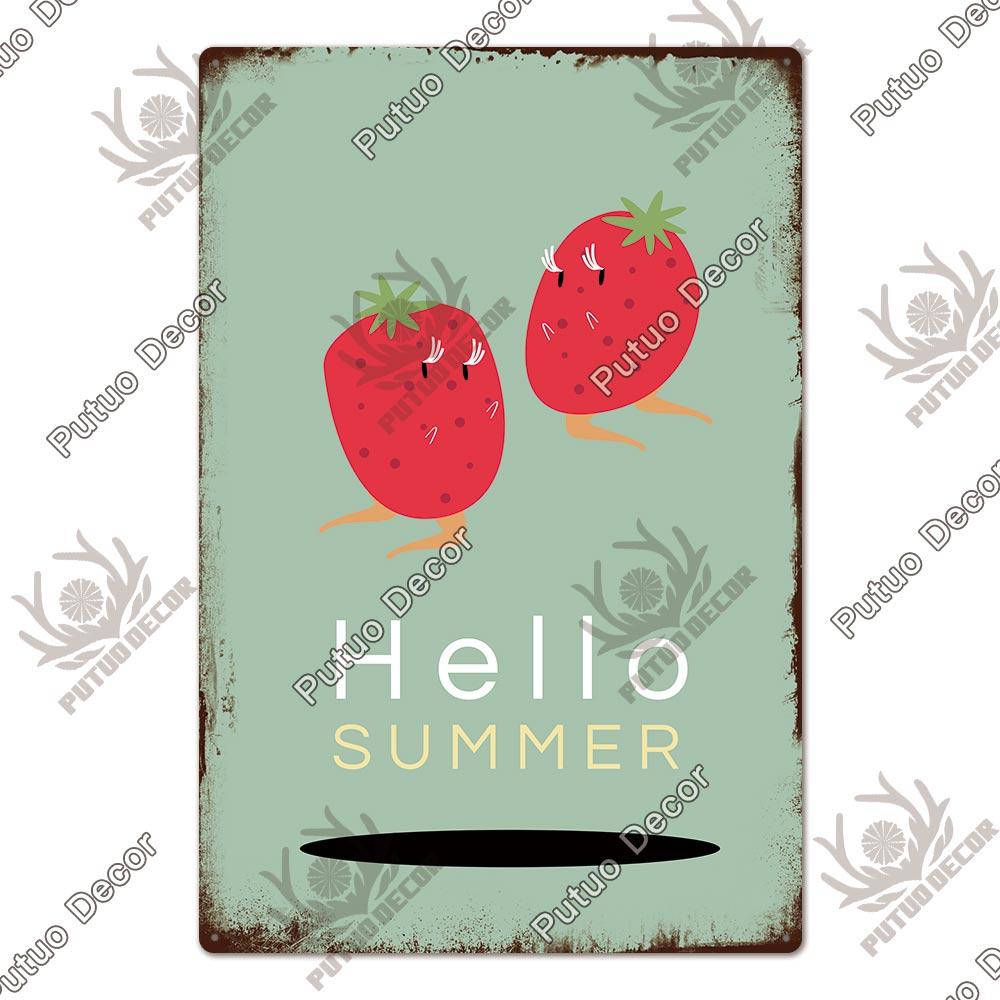 Putuo Decor Фрукты Винтажная Жестяная Табличка Металлическая Пластина Ретро Настенное Искусство Декор Гостиная Ферма Сад Кухня Железная Роспись