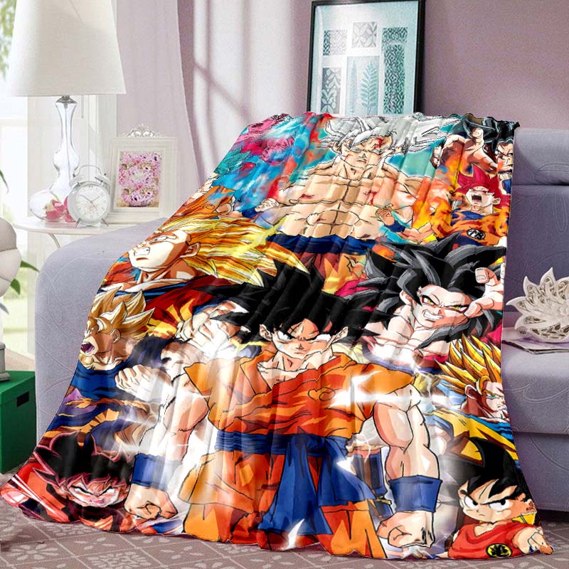 Dragon Ball Anime Print Blanket Warm Comfortable Flannel Blanket for Bedrooms, Sofas, Beds, Chairs, Picnics, Travel-LXR9