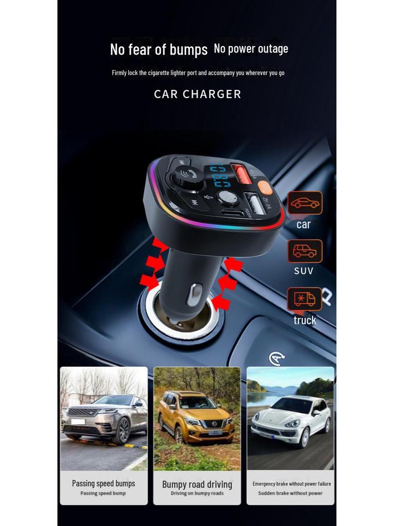 Q6 Быстрая зарядка Bluetooth MP3-плеер с цифровым дисплеем Автомобильное зарядное устройство