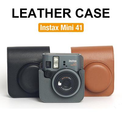[Пленочная лаборатория] Чехол для камеры Instax Mini 41 из ПУ кожи Мягкий защитный чехол с ремешком CAA93