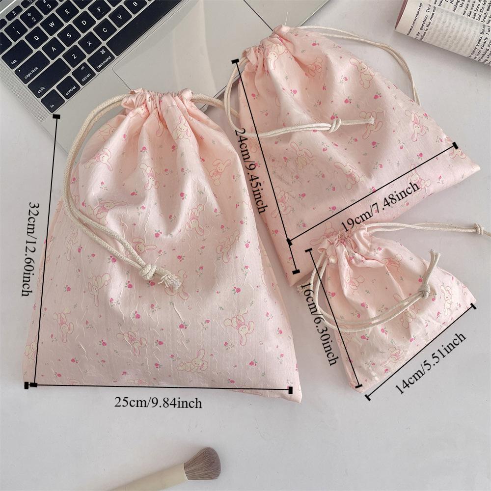 3Pcs/set Printing Drawstring Storage Bag Large Capacity Small Item Pouch  Women