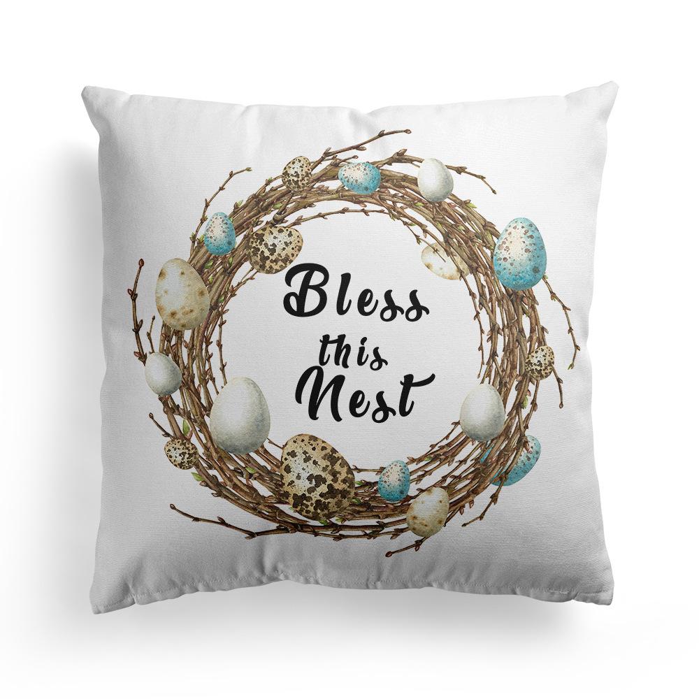 Новая Весенняя Пасхальная Наволочка Кролик Цветы Венок Персиковая Кожа Флис Принт Чехол для Подушки