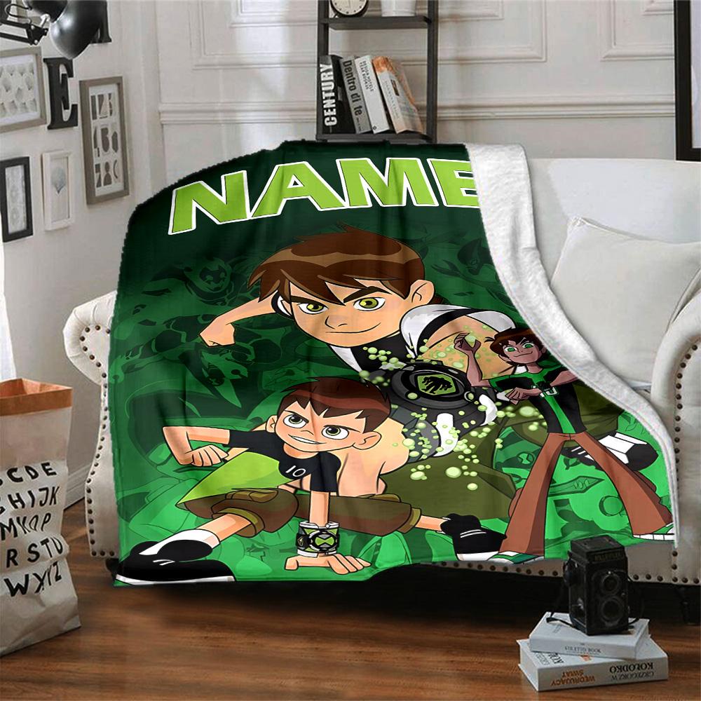 Customizable Ben10 Throw Blanket – Personalized Name, All-Season Cozy Snug Blanket, Machine Washable, Personalized Blanket
