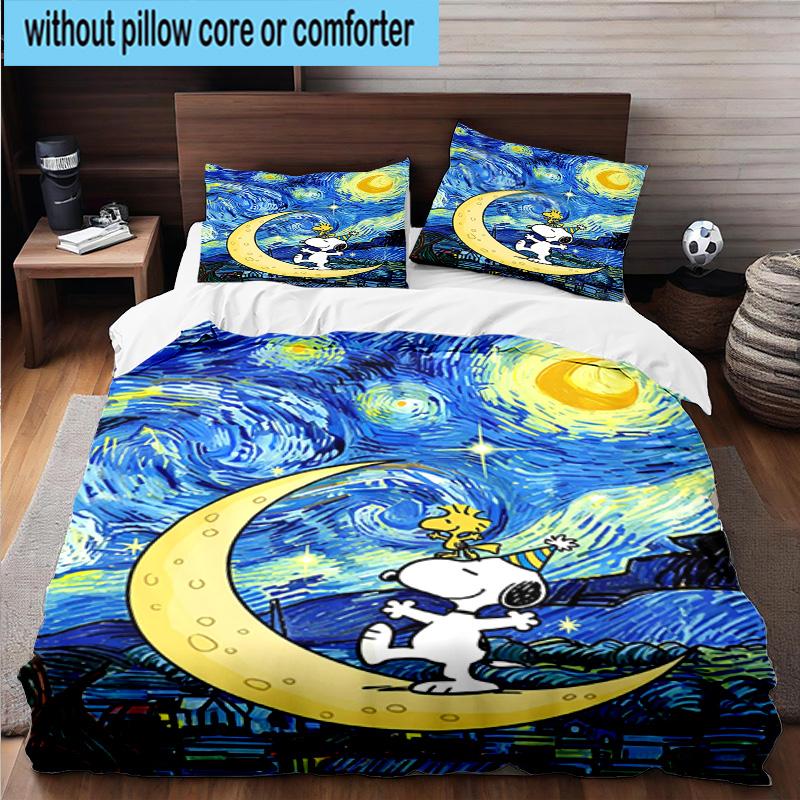 3PCS Snoo-dog Heart Background 3pcs Bedding,Including 3PCS Duvet Cover And 2pcs Pillowcases Perfect for Christmas,Ideal for Bedroom, Dormitory
