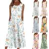 Women's Casual Printed Dresses Round Neck Basic Classic Outdoor Daily Sleeveless Loose Dresses