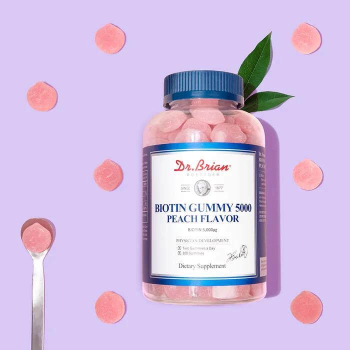 Доктор. Brian Biotin Gummies 5000 со вкусом персика (100 жевательных конфет) Х 5