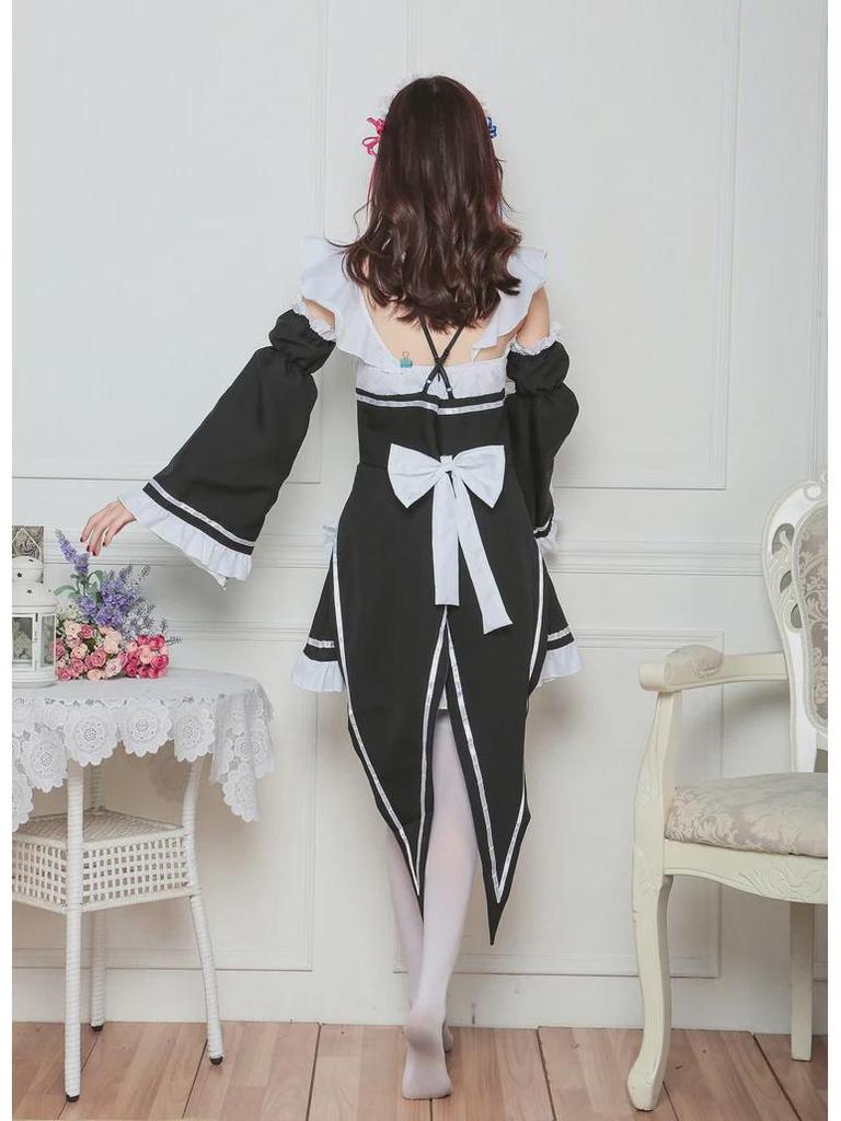 S-3XL Re:Zero Anime Maid Costume - Large Size Ram/Rem Outfit