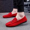 Fashion Men Casual Shoes Fashion Male Shoes Suede Soft Men Loafers Leisure Moccasins Slip On Men's Driving Shoes Black Red Man Lazy Shoe