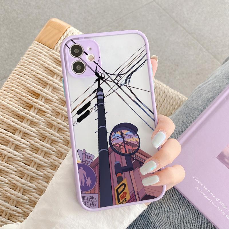 Японское аниме Расписной дом Пейзаж Чехол для телефона Для iPhone 16 15 Plus X XR XS Max 17 16 15 13 12 11 14 Pro Max Жесткий Матовый Чехол