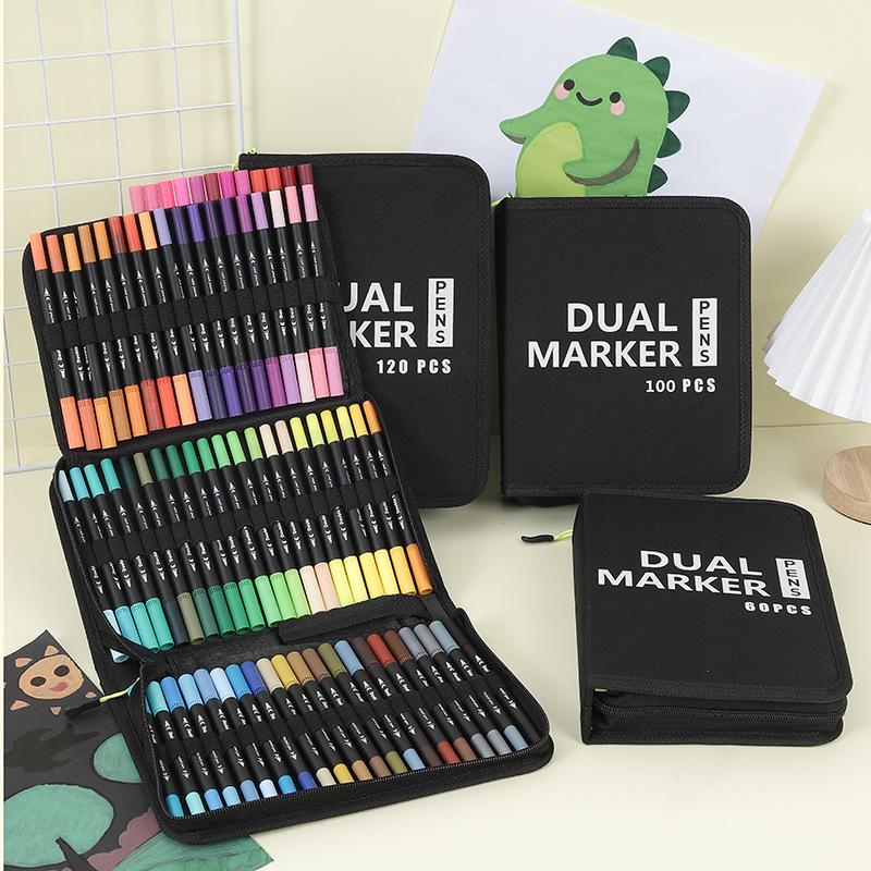 Набор двухсторонних акварельных ручек - 120, 72, 60 цветов с мягкими наконечниками для детского творчества и рисования