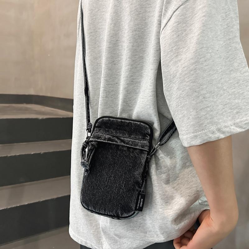 Джинсовая сумка для телефона на молнии, мини-сумка через плечо для женщин и мужчин
