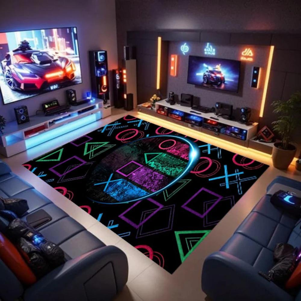 Gamer Rug PC Game Controller Pattern Carpet for Bedroom Living Room Play Area Indoor Outdoor Rug Door Mat Cool Decor Boys Girls