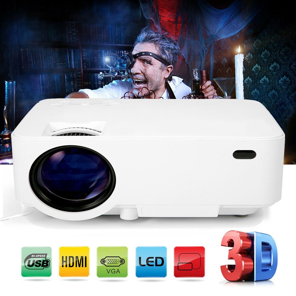 Full HD 1080P LED Projector 176'' Display Supported Portable 7000 Lumens Multimedia LCD Lamp Life Compatible with TV