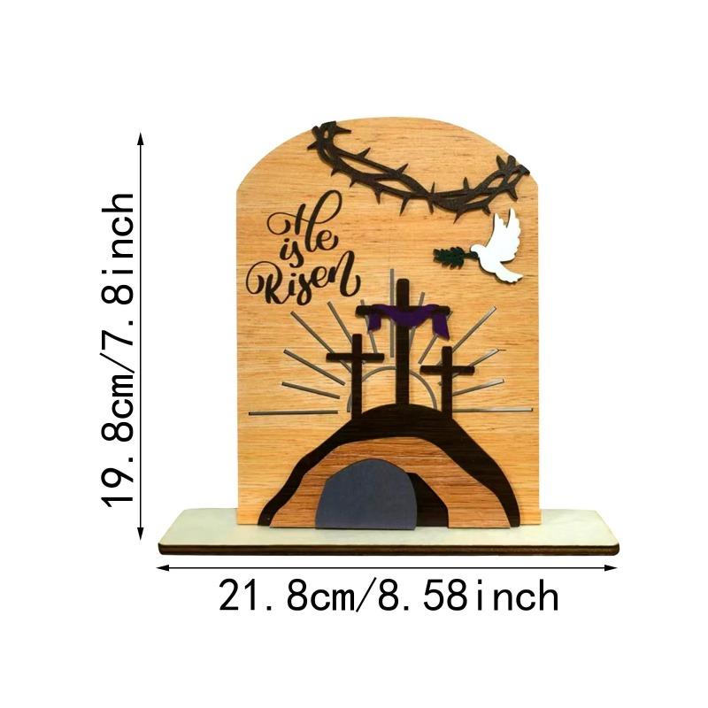 He Is Risen Decor Wooden Easter Resurrection Scene Empty Tomb Table Decorations Indoor Catholic Acrylic Sculpture