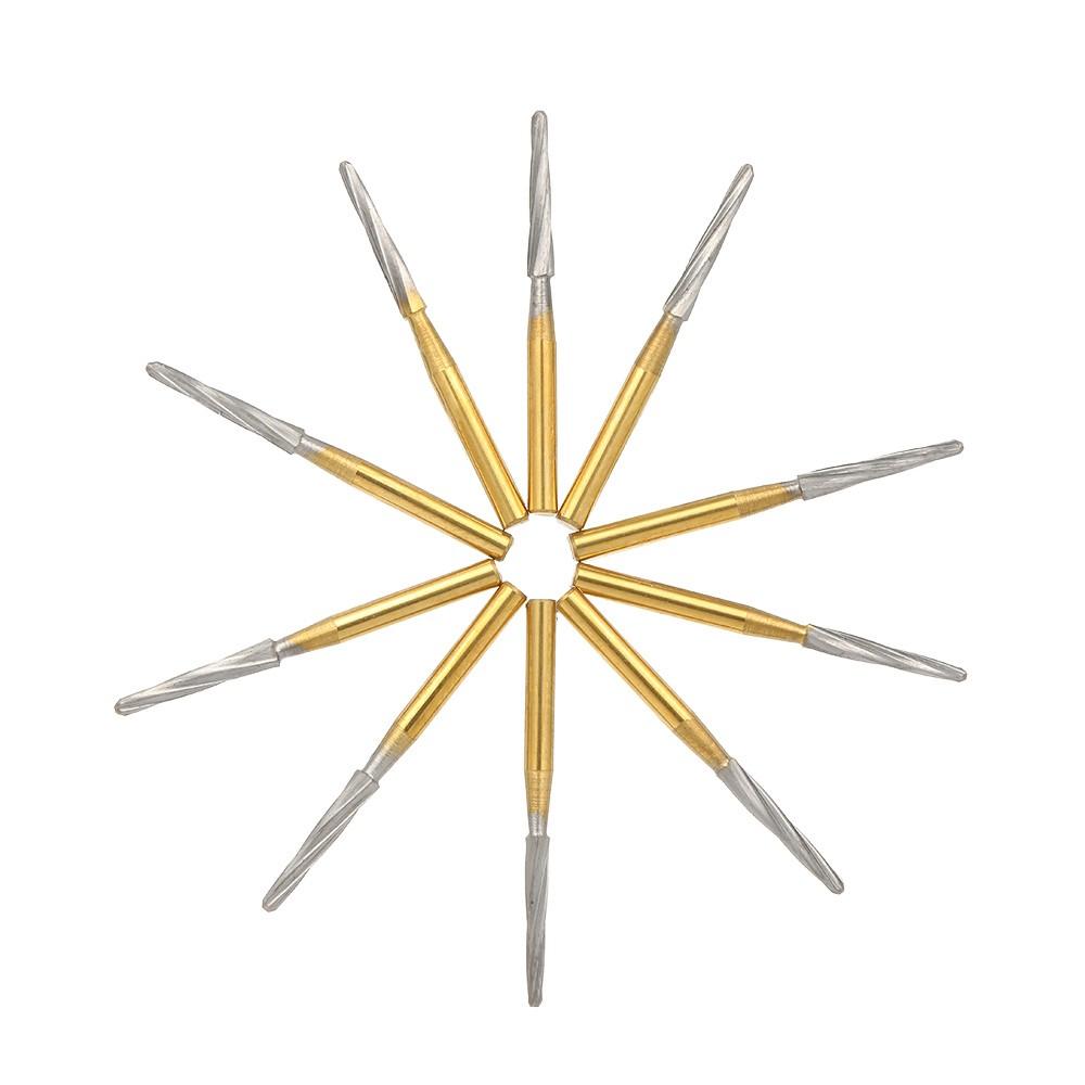 10Pcs Dental Endo-Z Burs Lab Drill Carbide Tungsten Steel Trim Finishing High Speed FG Endo-Z 21mm/25mm/28mm