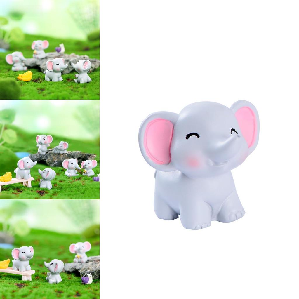 Adorable Resin Elephant Figurine Cute Desk Ornament For Fairy Garden Decoration