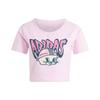 Оригинальная детская футболка с рисунком кролика-трилистника, буквенным логотипом и мультяшным принтом, женские топы розового цвета IV9299