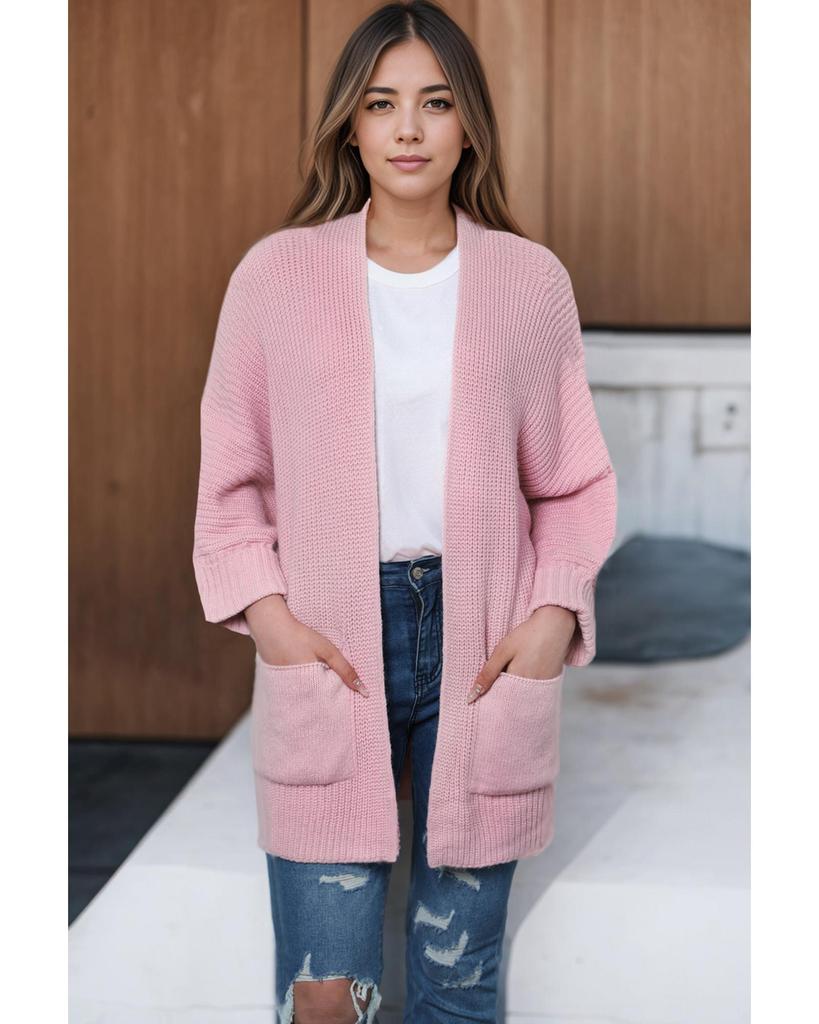 Azura Exchange Кардиган-свитер свободного кроя с отворотами на рукавах