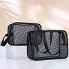 Mesh Wash Beach Bag Men Women Portable Hand-held Travel Storage Cosmetic Pouch Black Fitness Bath Pocket Bath Organizer