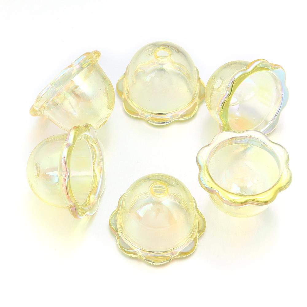 6pcs/lot Colorful Acrylic Wind Bell Beads Multi-Petal Flower Bead Caps Charms For DIY Earrings Phone Chains Jewelry Accessories