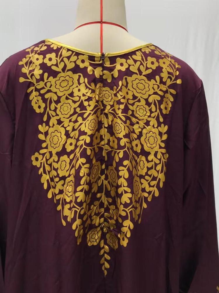 2025 Spring Ethnic Style Long Dress Casual European American Middle Eastern Inspired Print