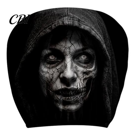 Spooky Theme Car Decoration Funny Headrest Covers, Ghost Skull Print Decorative Covers for Cars Seat Protector, Universal Breathable Auto Interior