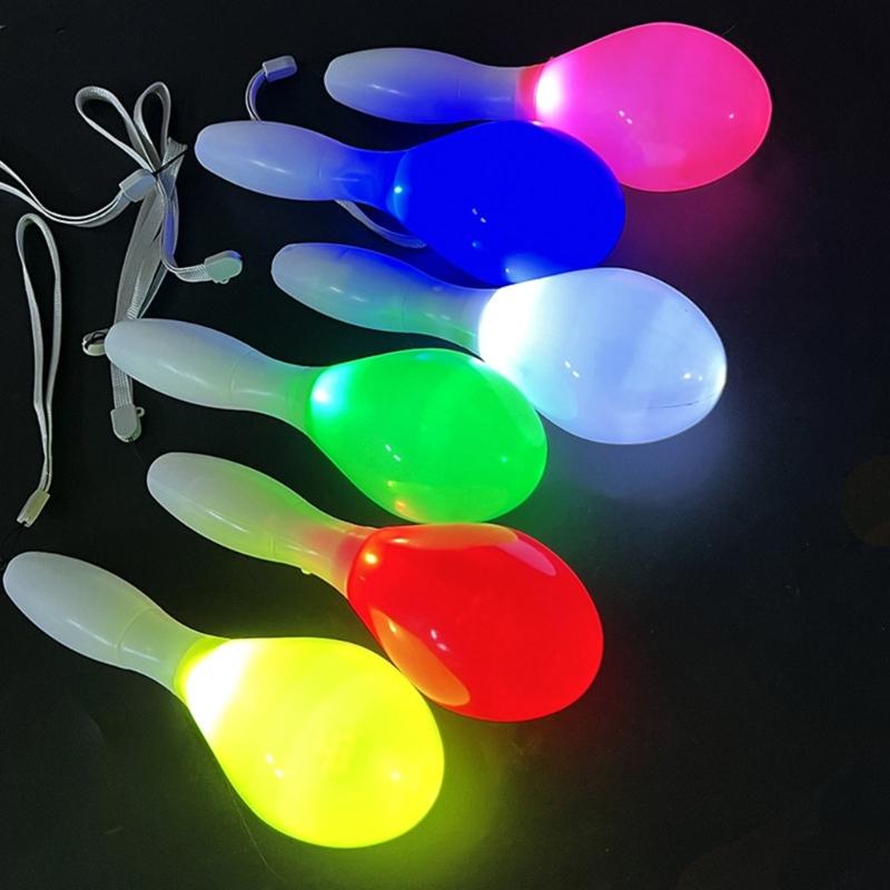10Pcs/Pack Glowing Sand Hammer Toy Hand Shakers LED Maracas Flashing Light Lamp Birthday Party Favors-(Random Color)