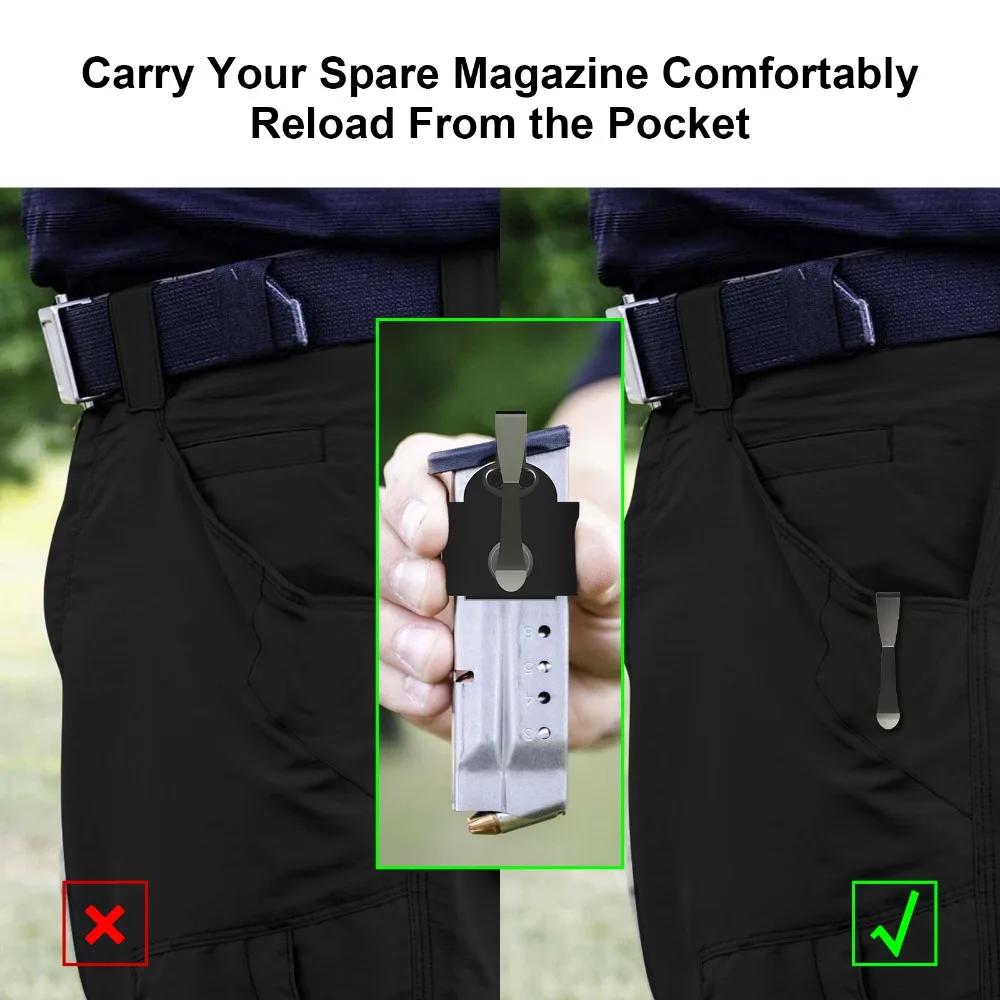 Magnetic Pocket Magazine Holder Heavy Duty Magazine Holster Standard Belt Clips for 9mm /.40 S&W Hunting Accessories