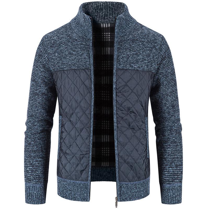 Men's Winter Thickened Cotton Jacket Large Size Long-sleeved Zipper Knitted Jacket Stand Collar Casual Sweater
