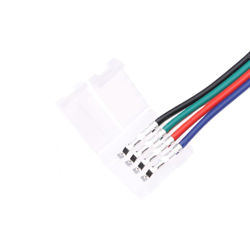 5Pcs 5050 Led Rgb Strip Light Connector 4 Pin Conductor Strip To Controller Jumper Solderless Clip On Pigtail Power Adapter