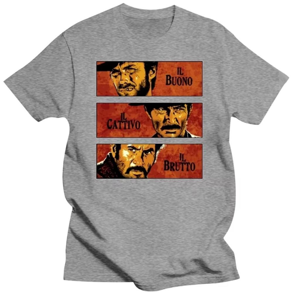 Винтажная футболка The Good The Bad And The Ugly Мужская футболка с коротким рукавом из чистого хлопка с принтом Il buono brutto cattivo Футболки Футболка с изображением телевизора