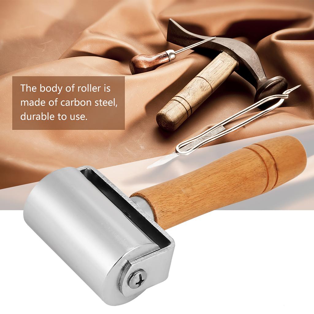 Handmade Wooden Handle Carbon Steel Leather Rolling Craft Roller Tool